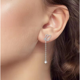 boucles d'oreilles papillon chaine simple
