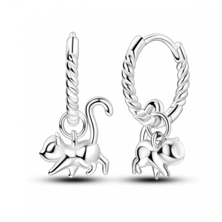 boucles d'oreilles chat mignon argent