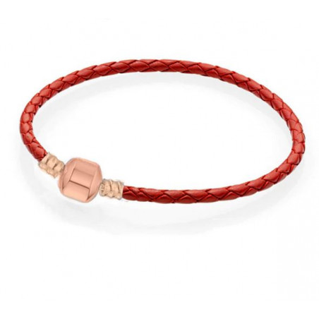 bracelet pour charm tréssé rouge cylindre lisse or rose