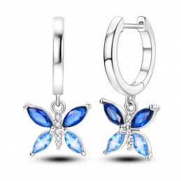 boucles d'oreilles papillon pierre bleu
