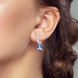boucles d'oreilles papillon pierre bleu