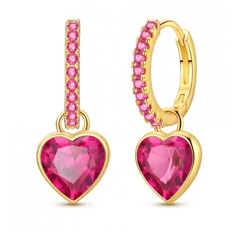boucles d'oreilles or pierre rose