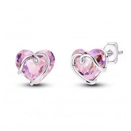 boucles d'oreilles coeur pierre rose
