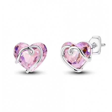boucles d'oreilles coeur pierre rose