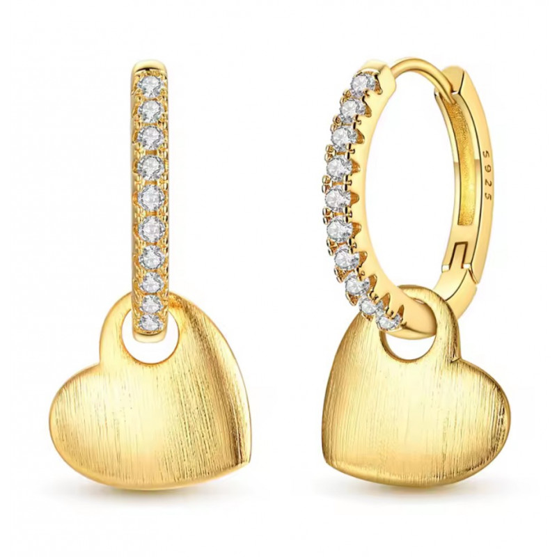 boucles d'oreilles coeur or brossé