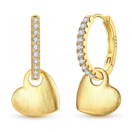 boucles d'oreilles coeur or brossé
