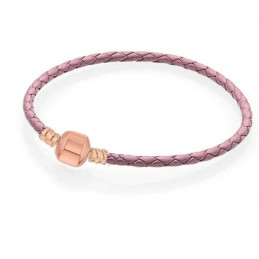 bracelet pour charm tréssé rose cylindre lisse or rose