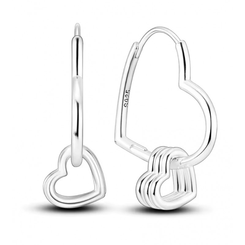 boucles d'oreilles trois coeur sur grand coeur