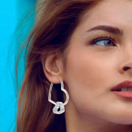 boucles d'oreilles trois coeur sur grand coeur