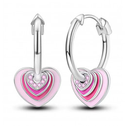 boucles d'oreilles coeur dégradé de rose