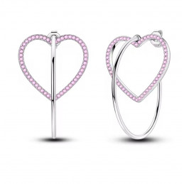 boucles d'oreilles coeur rose créole