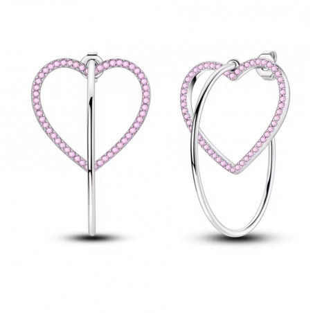 boucles d'oreilles coeur rose créole