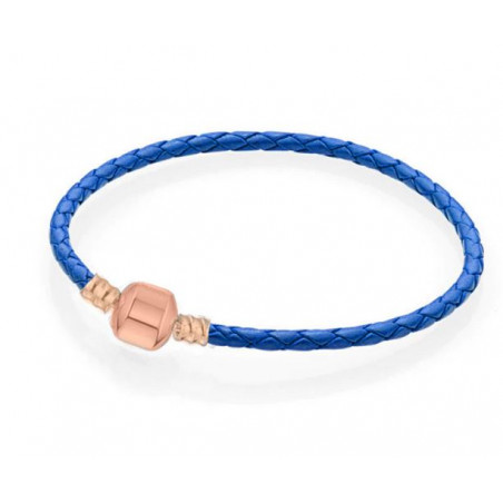 bracelet pour charm tréssé bleu cylindre lisse or rose