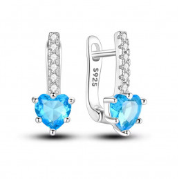 boucles d'oreilles coeur pierre bleu