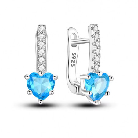 boucles d'oreilles coeur pierre bleu