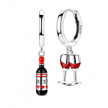 boucles d'oreilles bouteille verre de vin