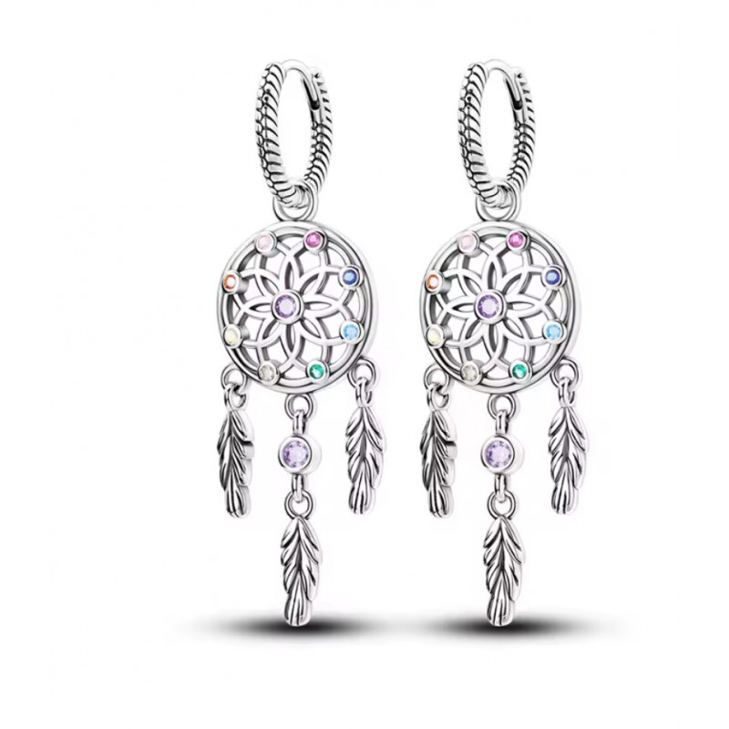 boucles d'oreilles attrape rêve plumes