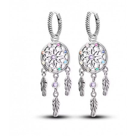boucles d'oreilles attrape rêve plumes