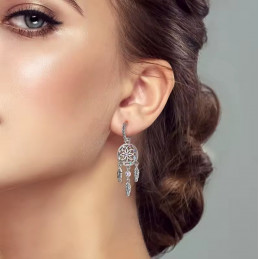 boucles d'oreilles attrape rêve plumes