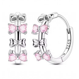 boucles d'oreilles noeud pierre rose
