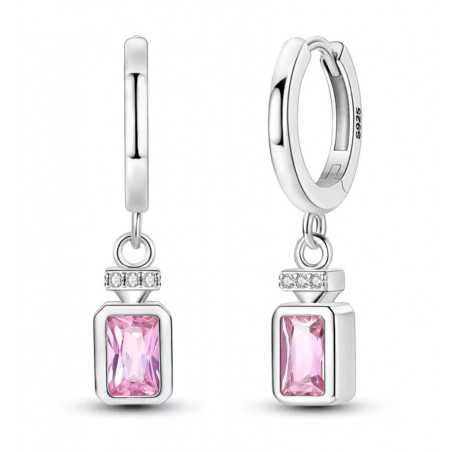 boucles d'oreilles bouteille parfum pierre rose