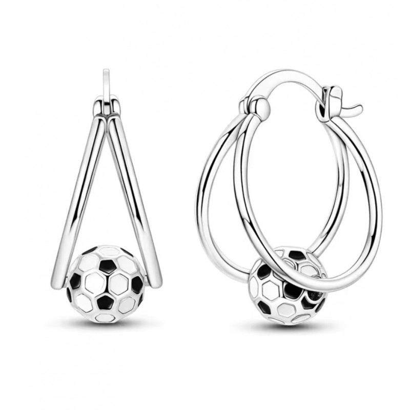boucles d'oreilles ballon de foot sur anneau coupe du monde