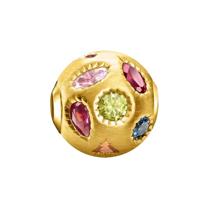 Charm pour bracelet boule or pierre colorées