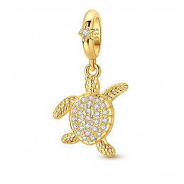 Charm pour bracelet tortue or pierre blanche
