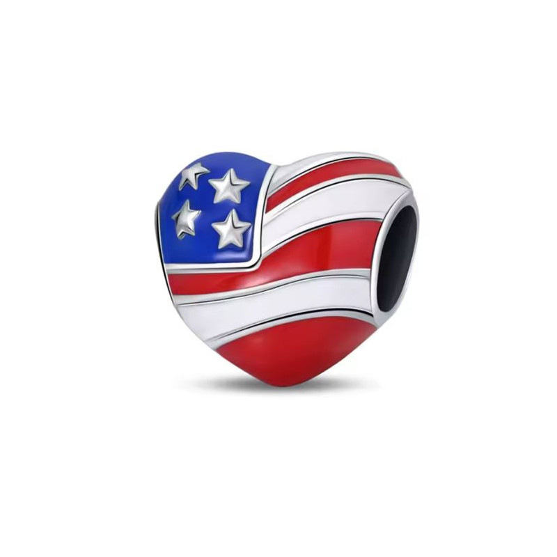 Charm pour bracelet coeur Etat Unis drapeau Amérique