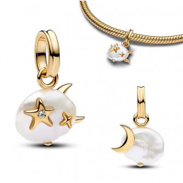 Charm pour bracelet nuage étoile lune or