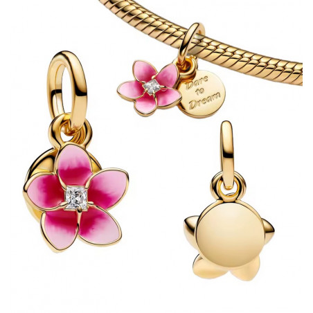 Charm pour bracelet fleur rose ose rêver