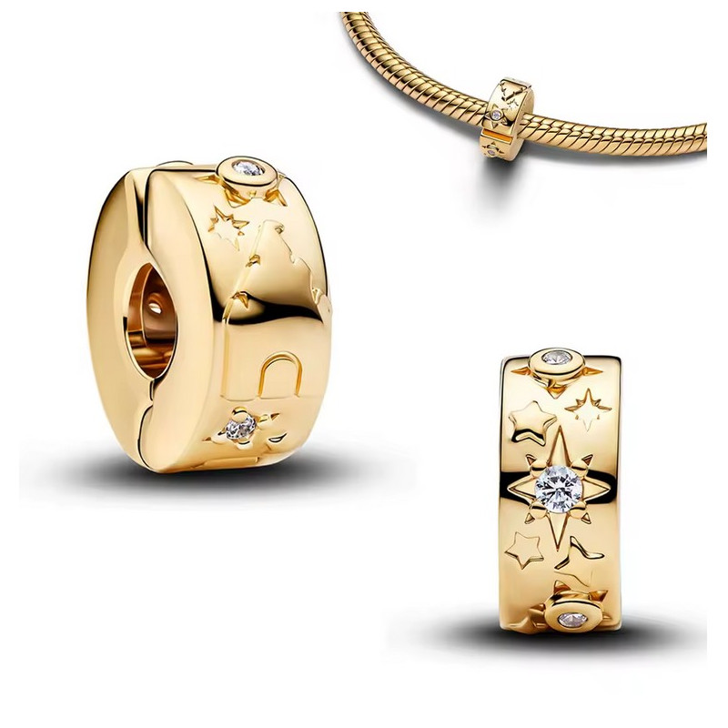 Charm pour bracelet clip bloqueur couleur doré chateau