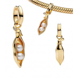 Charm pour bracelet graine pois perle blanche