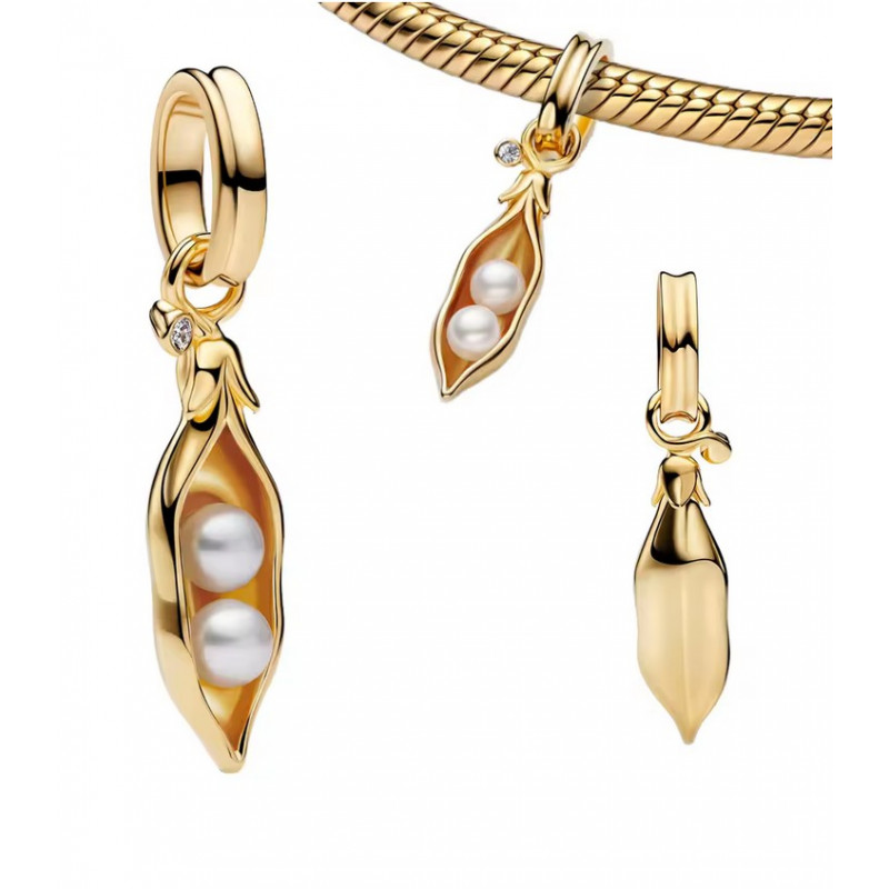 Charm pour bracelet graine pois perle blanche