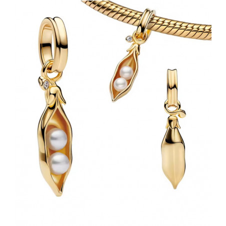 Charm pour bracelet graine pois perle blanche