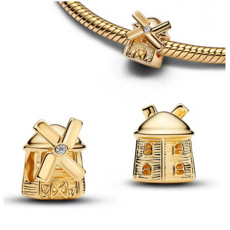 Charm pour bracelet moulin a vent or