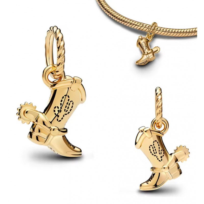 Charm pour bracelet botte cowboy couleur doré
