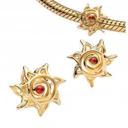 Charm pour bracelet soleil pierre rouge or