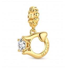 Charm pour bracelet bague or pierre blanche mon amour
