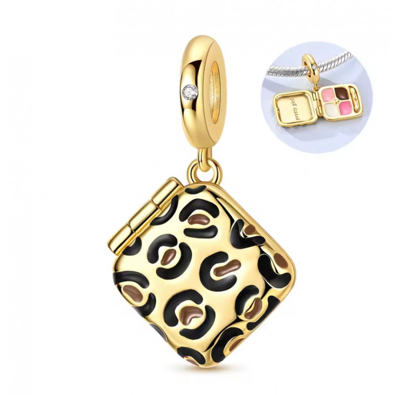 Charm pour bracelet trousse maquillage léopard ord