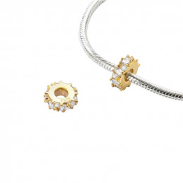 Charm pour bracelet séparateur bloqueur pierre blanche doré