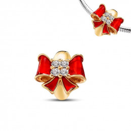 Charm pour bracelet séparateur espaceur noeud rouge couleur doré