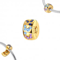 Charm pour bracelet clip espaceur couleur doré papillon bleu violet turquoise