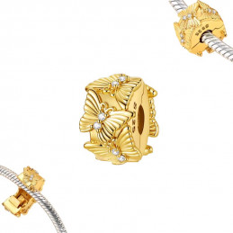 Charm pour bracelet clip orné de papillon couleur couleur doré