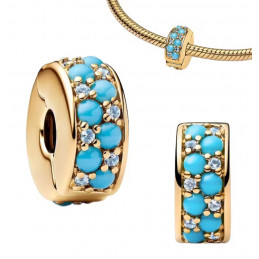 Charm bijou clip couleur doré pierre bleu turquoise séparateur