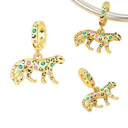 Charm bijou pour bracelet guépard couleur doré pierre