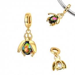 Charm pour bracelet scarabé pierre couleur doré