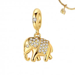 Charm pour bracelet éléphant orné de pierre