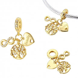 Charm pour bracelet infini arbre de vie famille couleur doré
