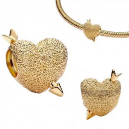 Charm bijou pour bracelet coeur avec flèche couleur doré